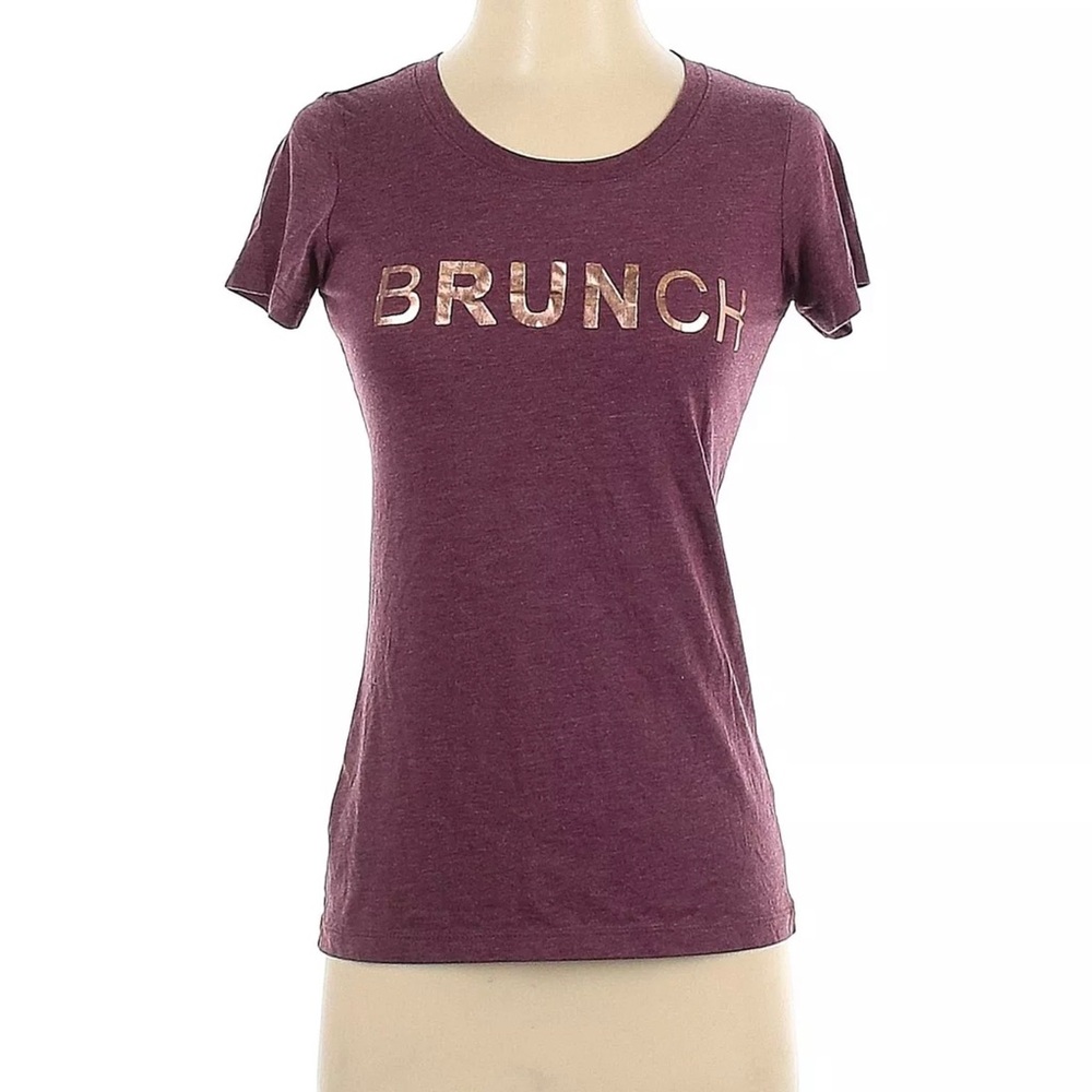 Sarah Mane Design Studio Womens Short Sleeve BRUNCH Spell-Out T-Shirt M